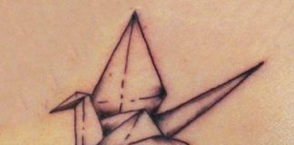 Origami crane tattoo